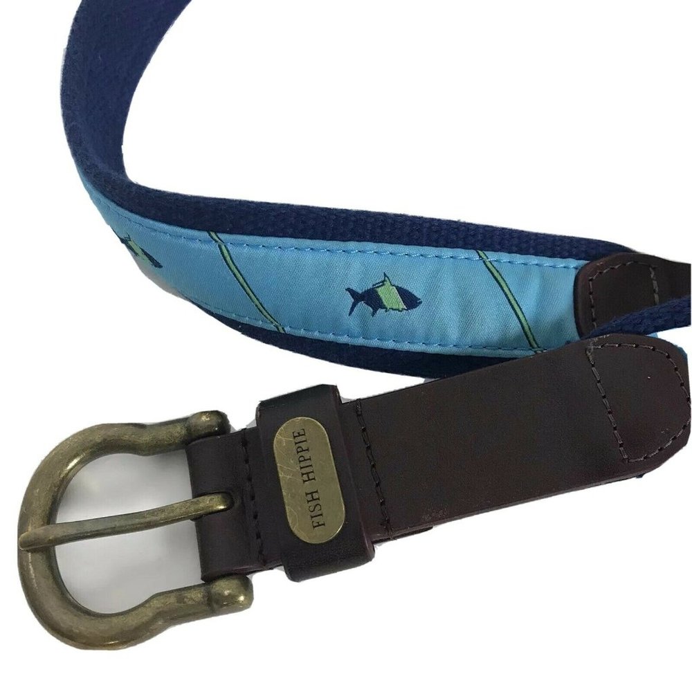 Fish Hippie Tarpon Club Belt 36 Mens Alaskan Blue